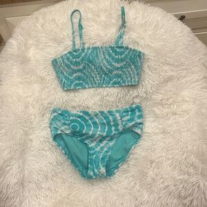 Justice Girls Teal/White Tied-Eyed Bikini - Size 12 Girls